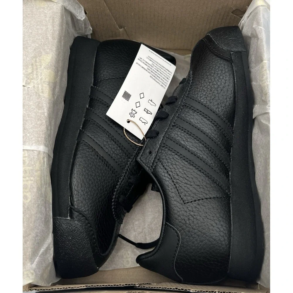 adidas Originals Samoa C Youth Big Boys Girls Leather Sneaker Size 1 Core Black
